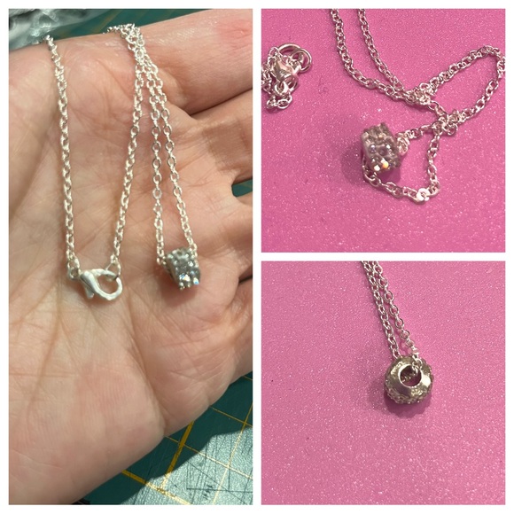 Sterling Silver CZ charmed pendant and necklace (silver) - Picture 4 of 4